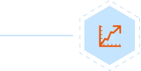 A graph icon in blue and orange that demonstrates growth.